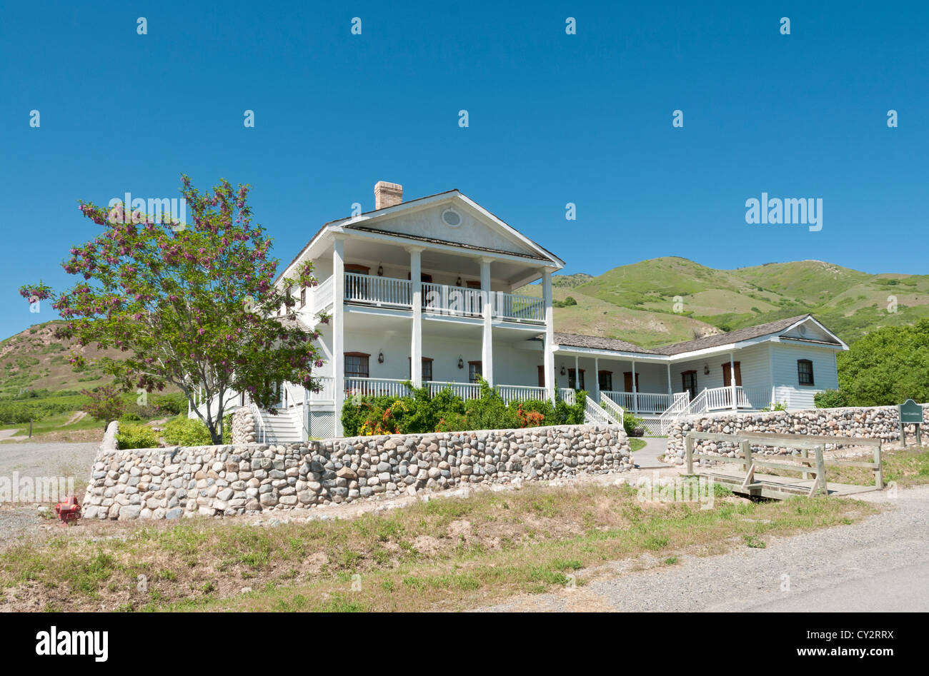 Utah, Salt Lake City, "This Is The Place" Heritage Park, repliziert Heber C. Kimball Home c.1860 Stockfoto