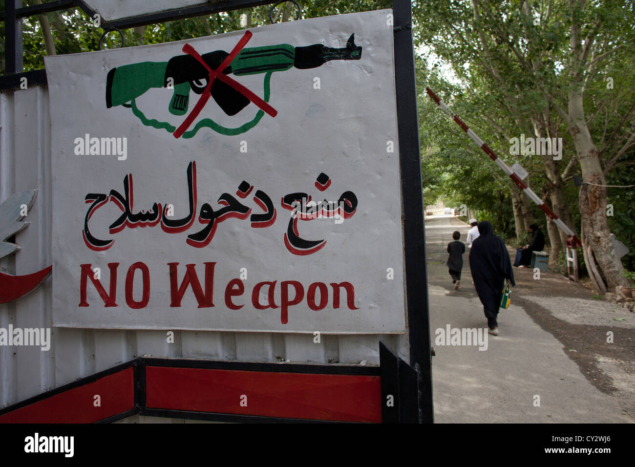 "keine Waffe" Zeichen in Kabul, Afghanistan Stockfoto