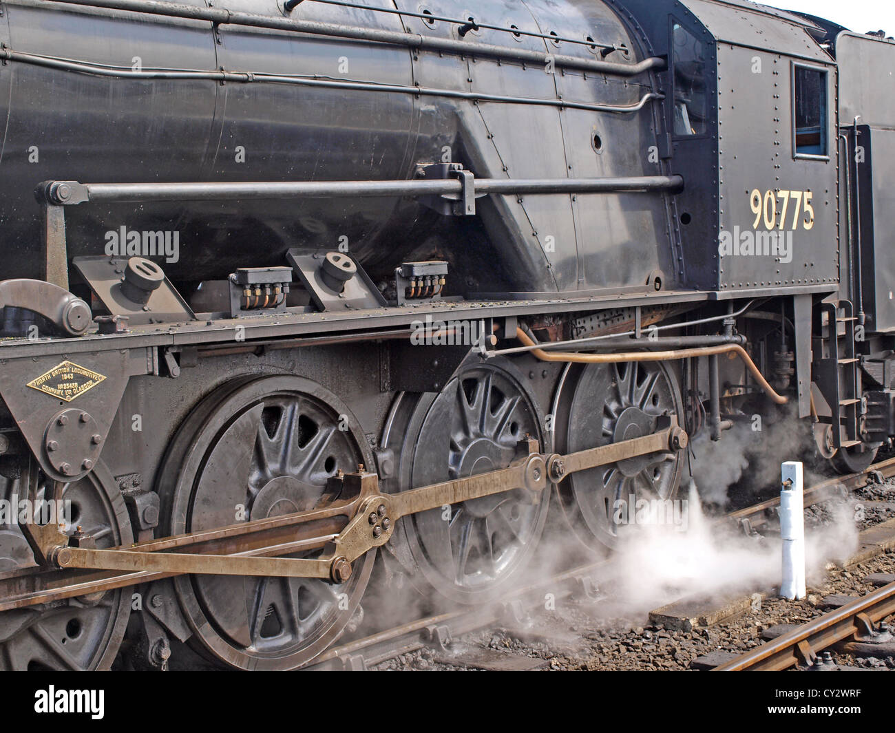 Motor Nr. 90775, gebaut von North British Locomotive Company, Glasgo Dampf. Sheringham Station. Stockfoto