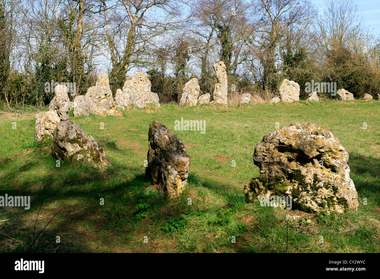 Die Könige Männer neolithische Steinkreis Rollright Stones Oxfordshire England UK Stockfoto