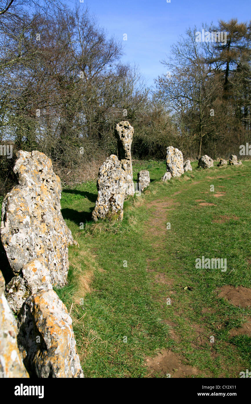 Die Könige Männer neolithische Steinkreis Rollright Stones Oxfordshire England UK Stockfoto