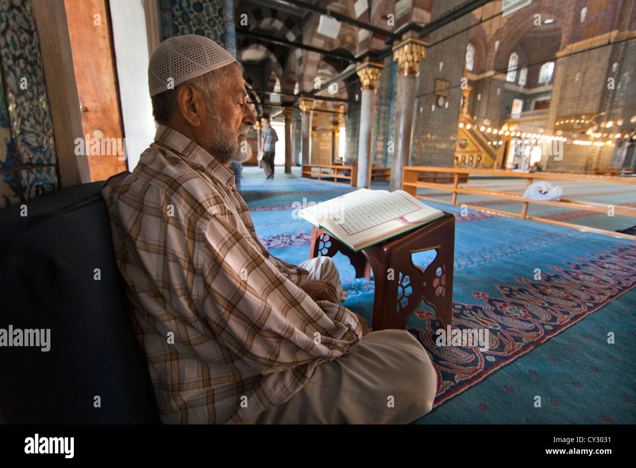 Innere der Moschee Sultan Ahmed (blau), Istanbul Stockfoto