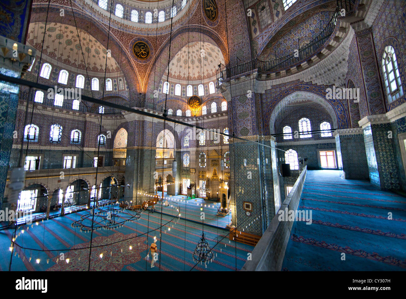 Innere der Moschee Sultan Ahmed (blau), Istanbul Stockfoto