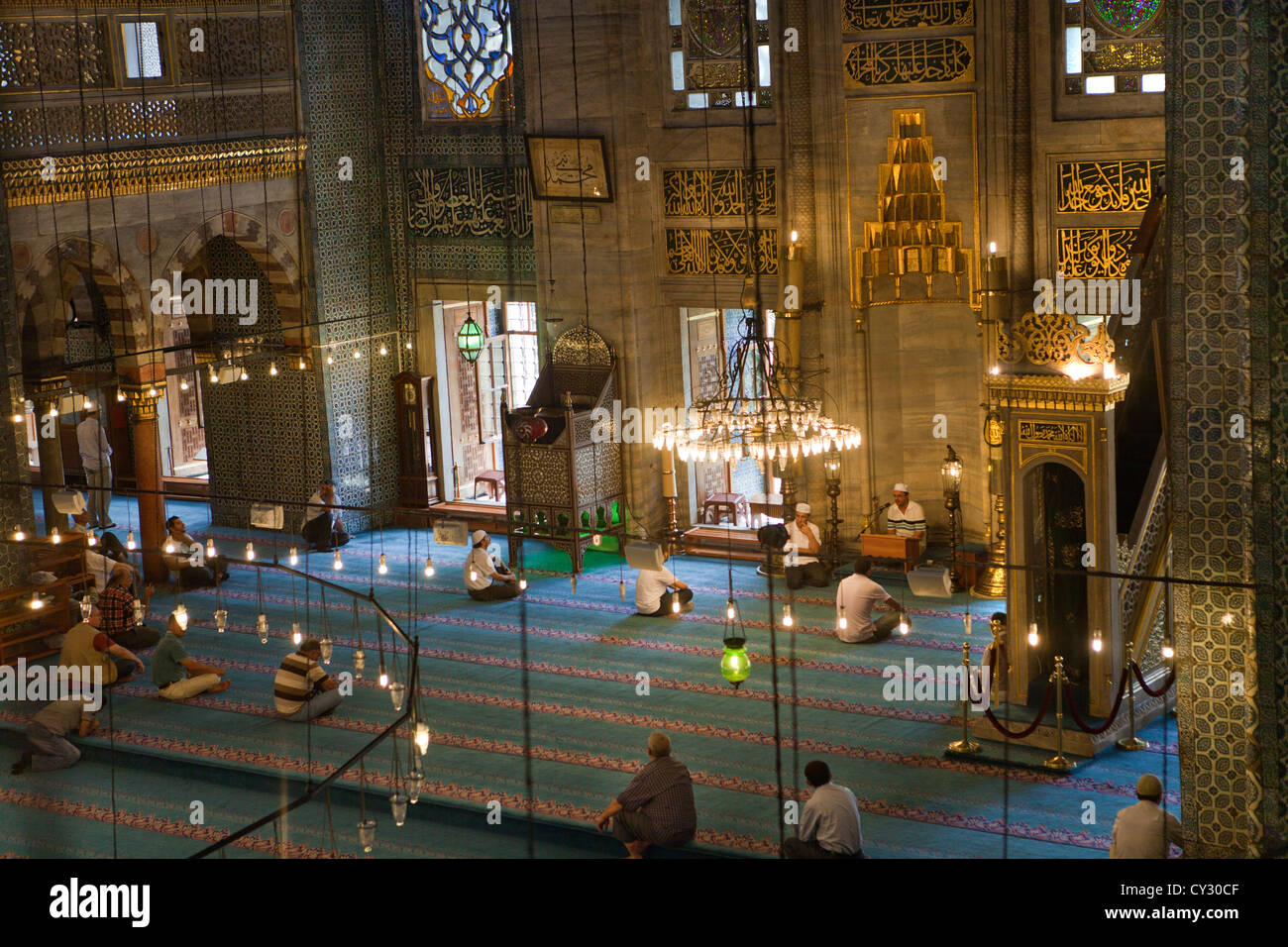 Innere der Moschee Sultan Ahmed (blau), Istanbul Stockfoto