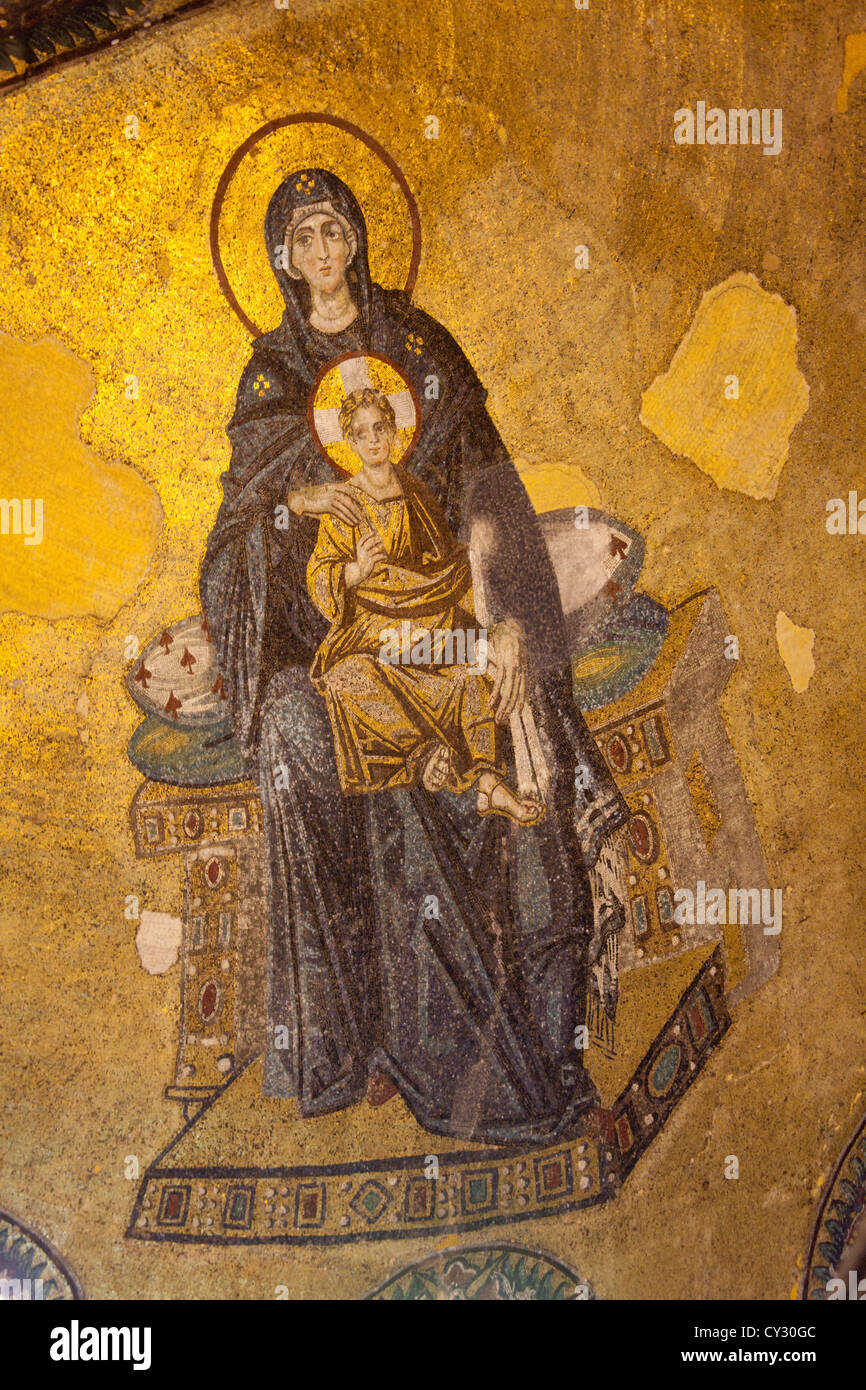 Mosaik von vergin Mary in der Hagia Sophia (Aya Sophia) in Istanbul Stockfoto