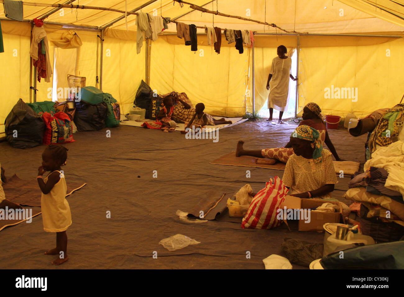 IOM (internationale Organisation für Migration) Durchgangsplatz, Süd-Sudan Juba. Stockfoto
