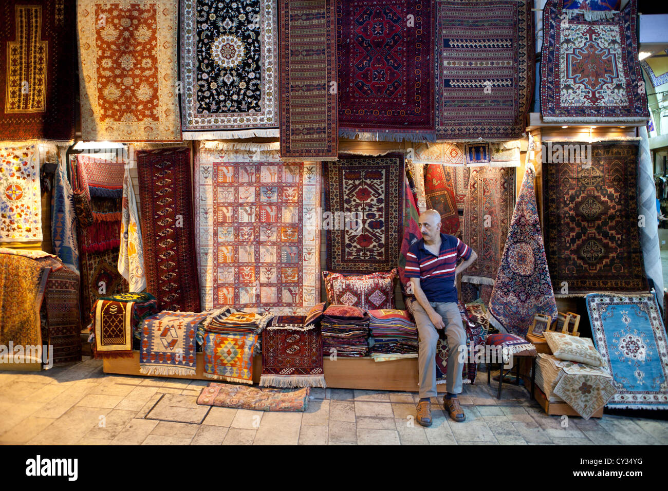 Wolldecken handwerkliches Geschick Teppich Entwurfsmuster Turk Stockfoto