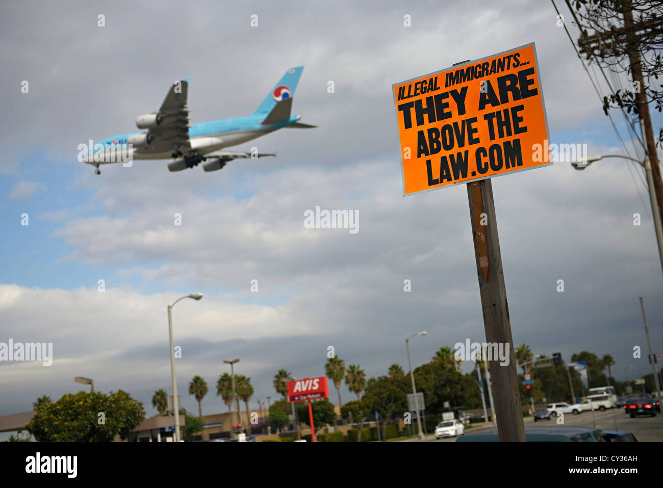 illegale Einwanderer Zeichen lax Flughafen Los Angeles Stockfoto