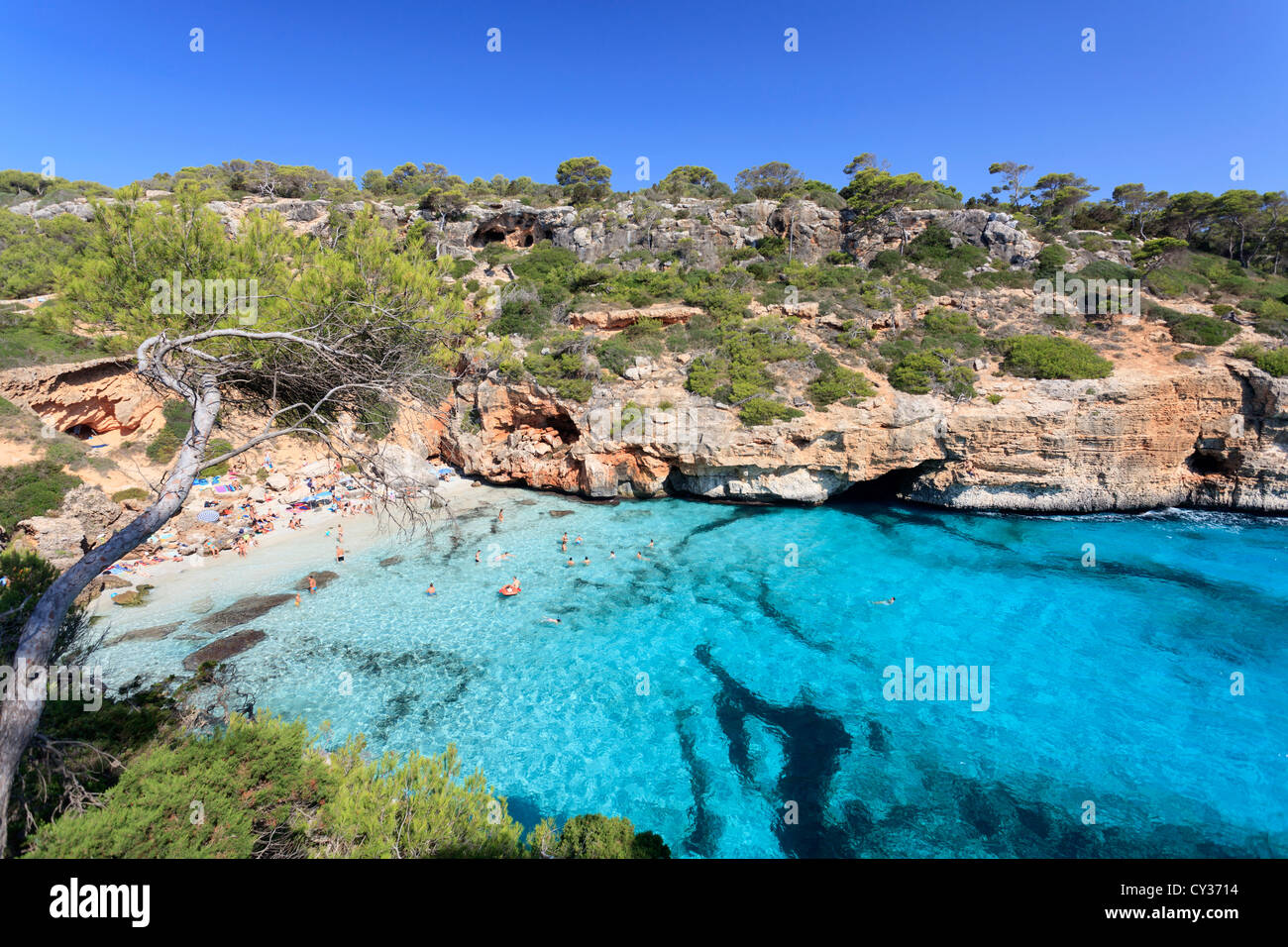 Spanien, Balearen, Mallorca, Calo Essen Moro Strand Stockfoto