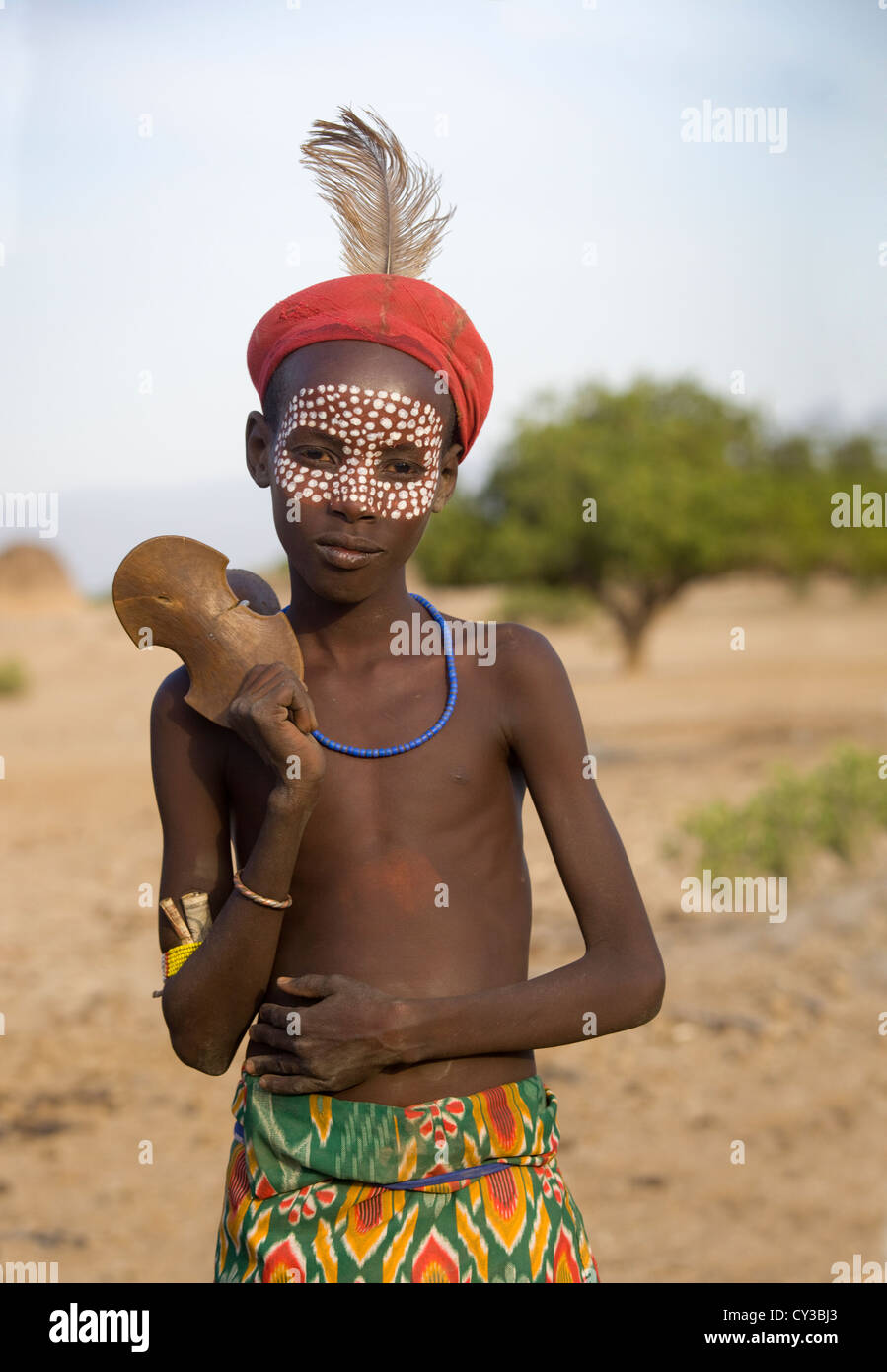 Junge des Stammes Erbore, Omo River Valley, Äthiopien Stockfoto