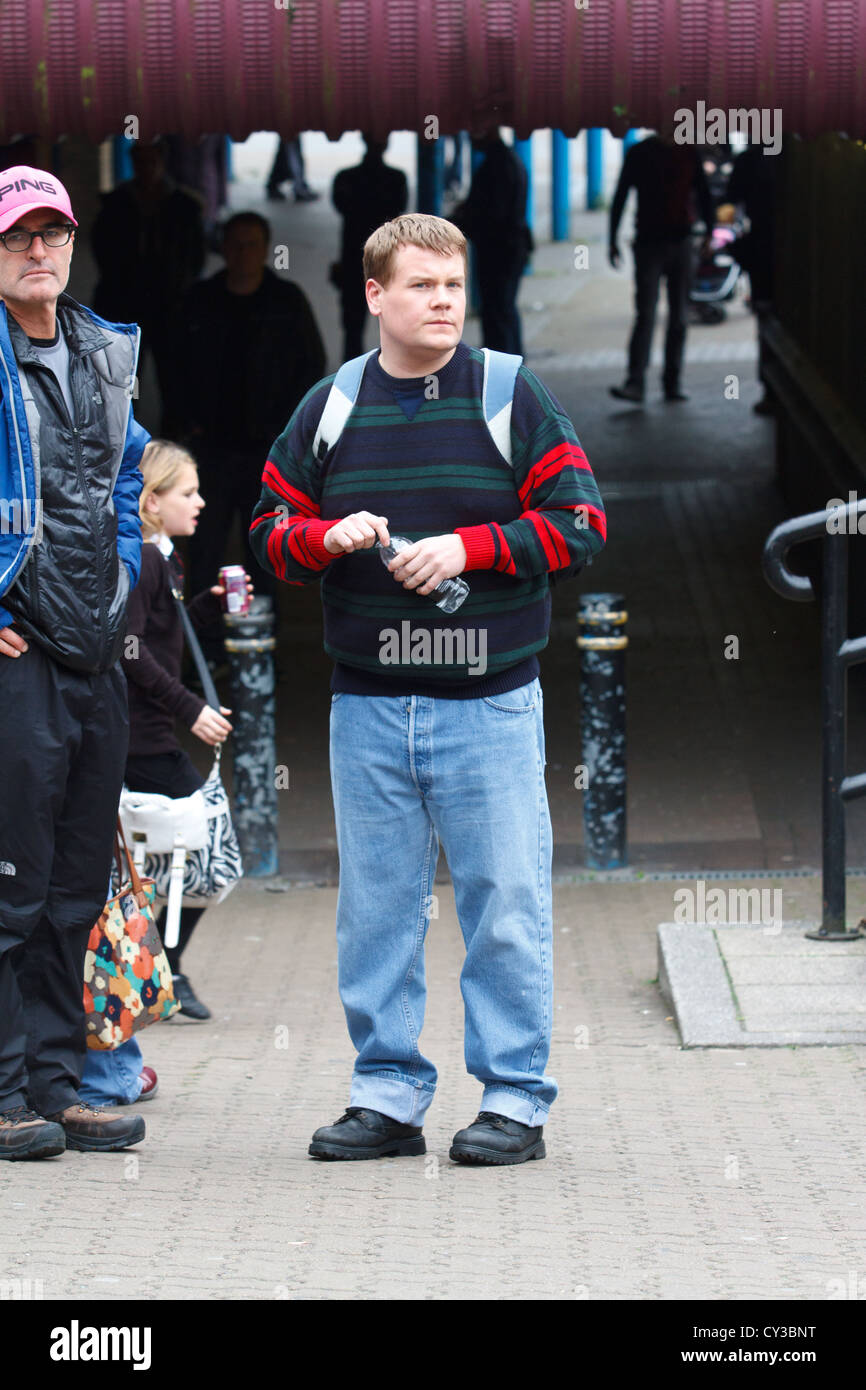 Schauspieler James Corden Dreharbeiten The Paul Potts Biopic, eine Chance in Port Talbot, South Wales, UK, 2012 Stockfoto