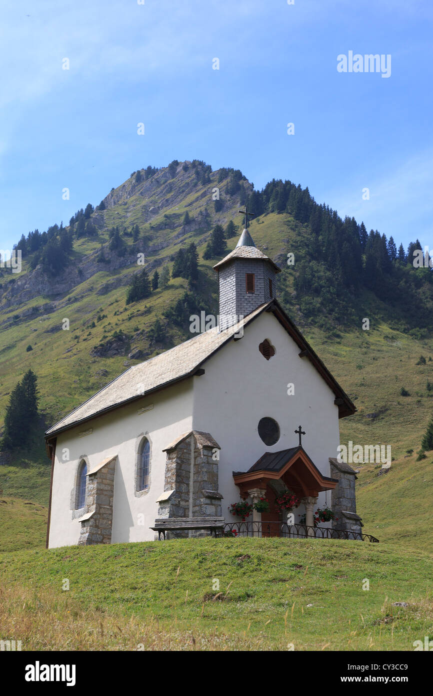Das Refuge de Graydon, eine kleine Kapelle in der alpinen Dorf Graydon in der Region Haute Savoie Frankreich Stockfoto