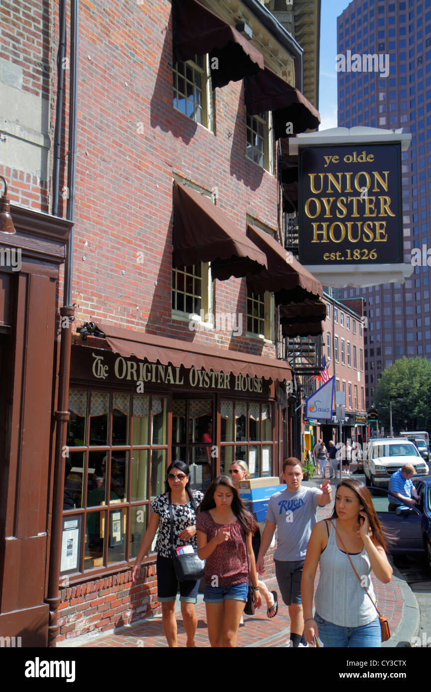 Boston Massachusetts, Haymarket, Union Street, historisches Viertel, Ye Olde Union Oyster House, Restaurant Restaurants Essen Essen Essen gehen Cafe Cafés bist Stockfoto