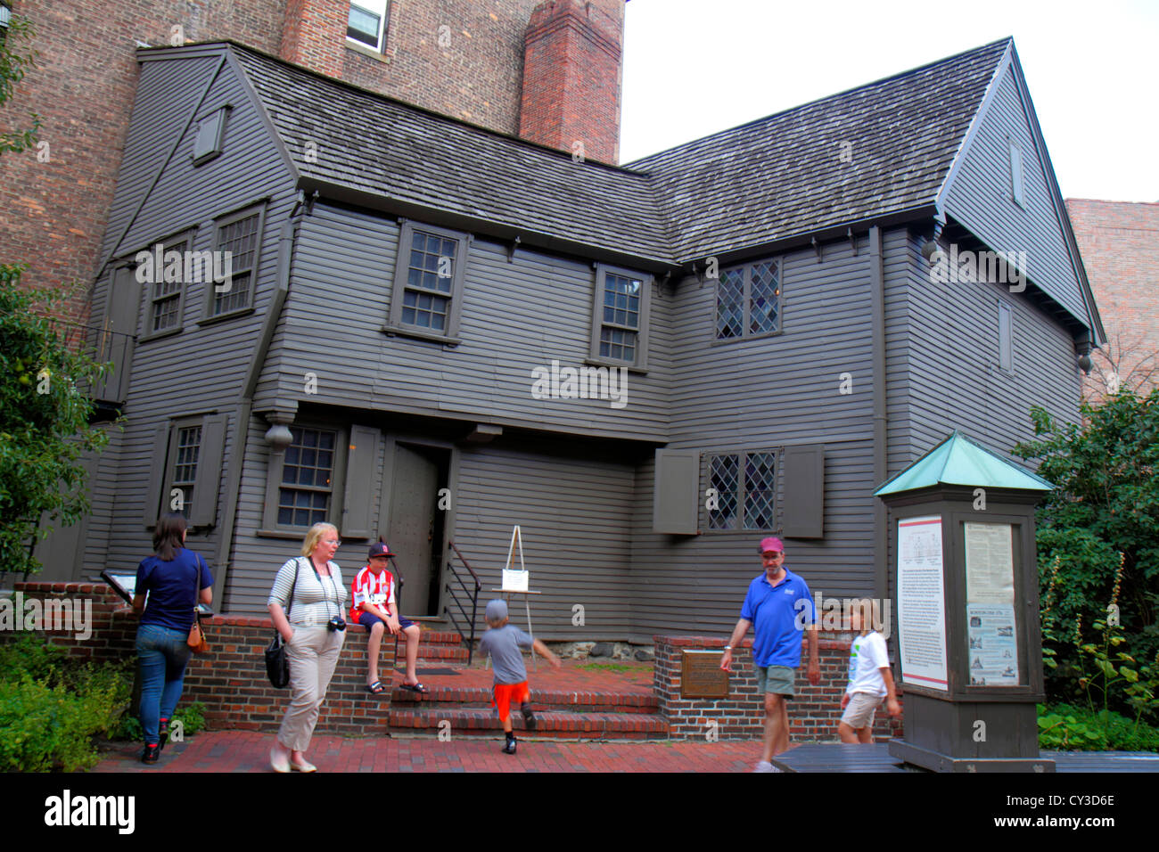 Boston Massachusetts, North End, The Freedom Trail, North Square, Paul Revere House, Museum, Gebäude, außen, vorne, Eingang, MA120822085 Stockfoto