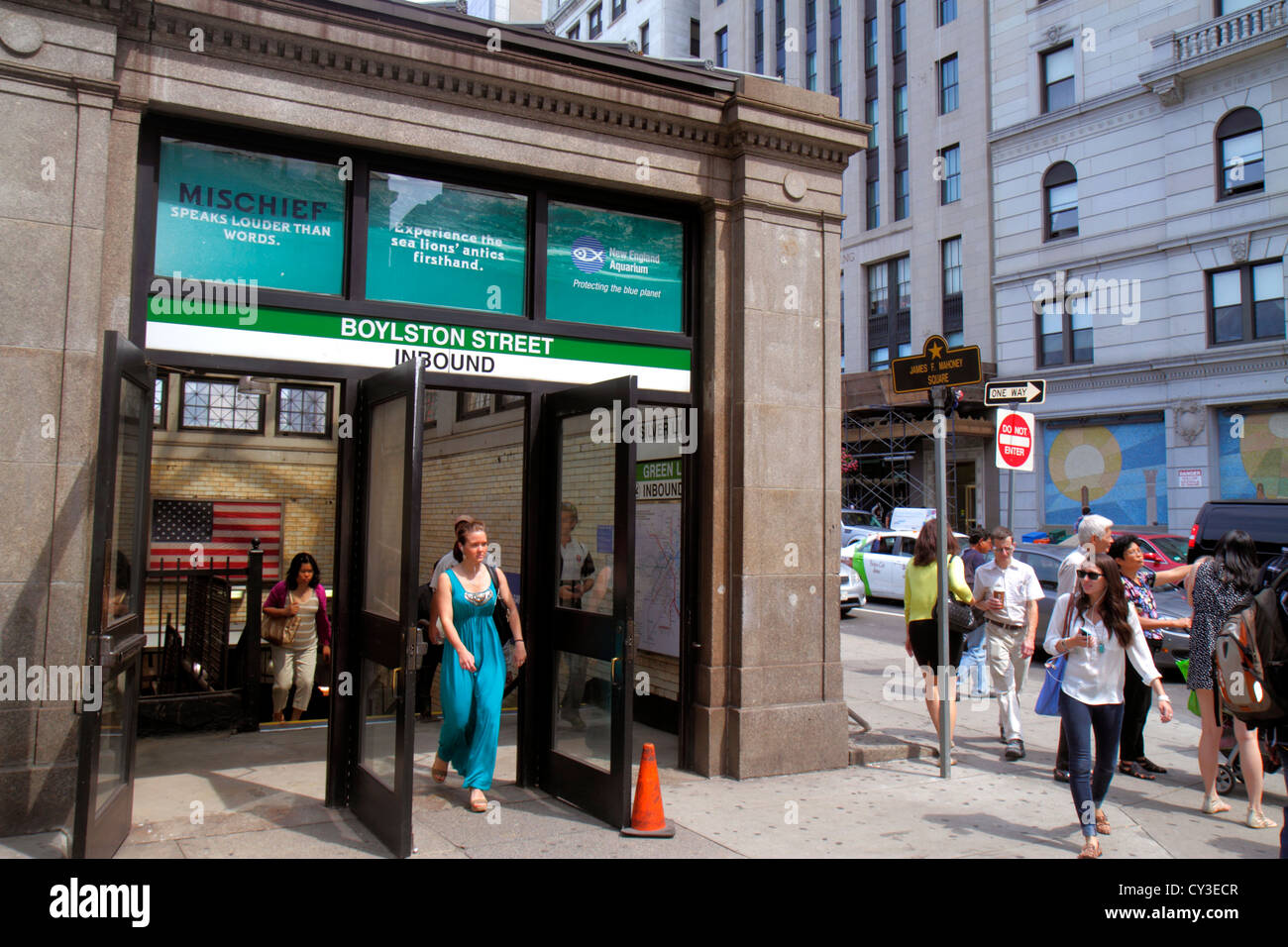 Boston Massachusetts, Boylston Street Station, Inbound, MBTA, T, Grüne Linie, U-Bahn, Zug, Zug, Eingang, Ausgang, MA120823011 Stockfoto