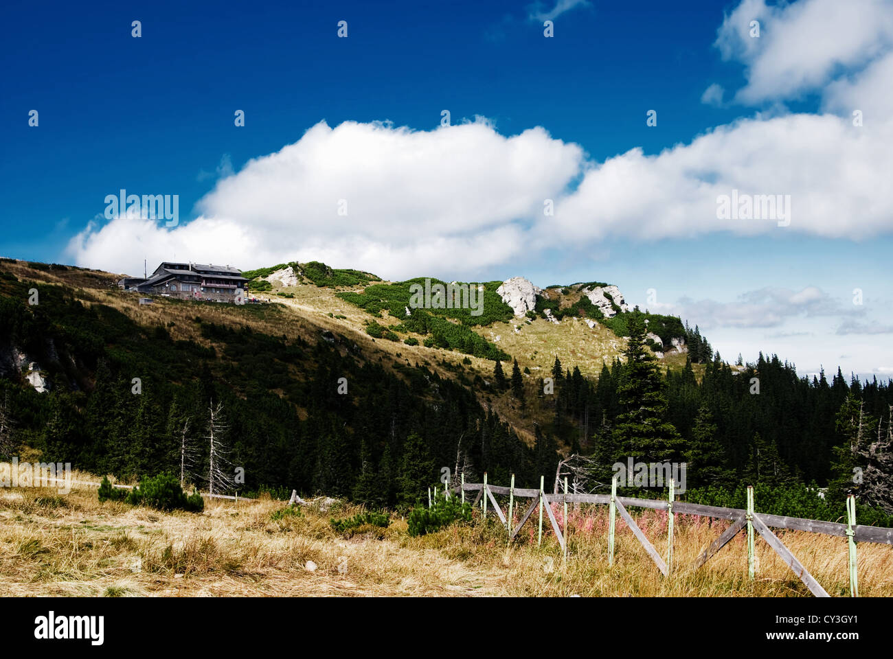 Landschaft in den Bergen Ceahlau während der Herbstsaison Stockfoto