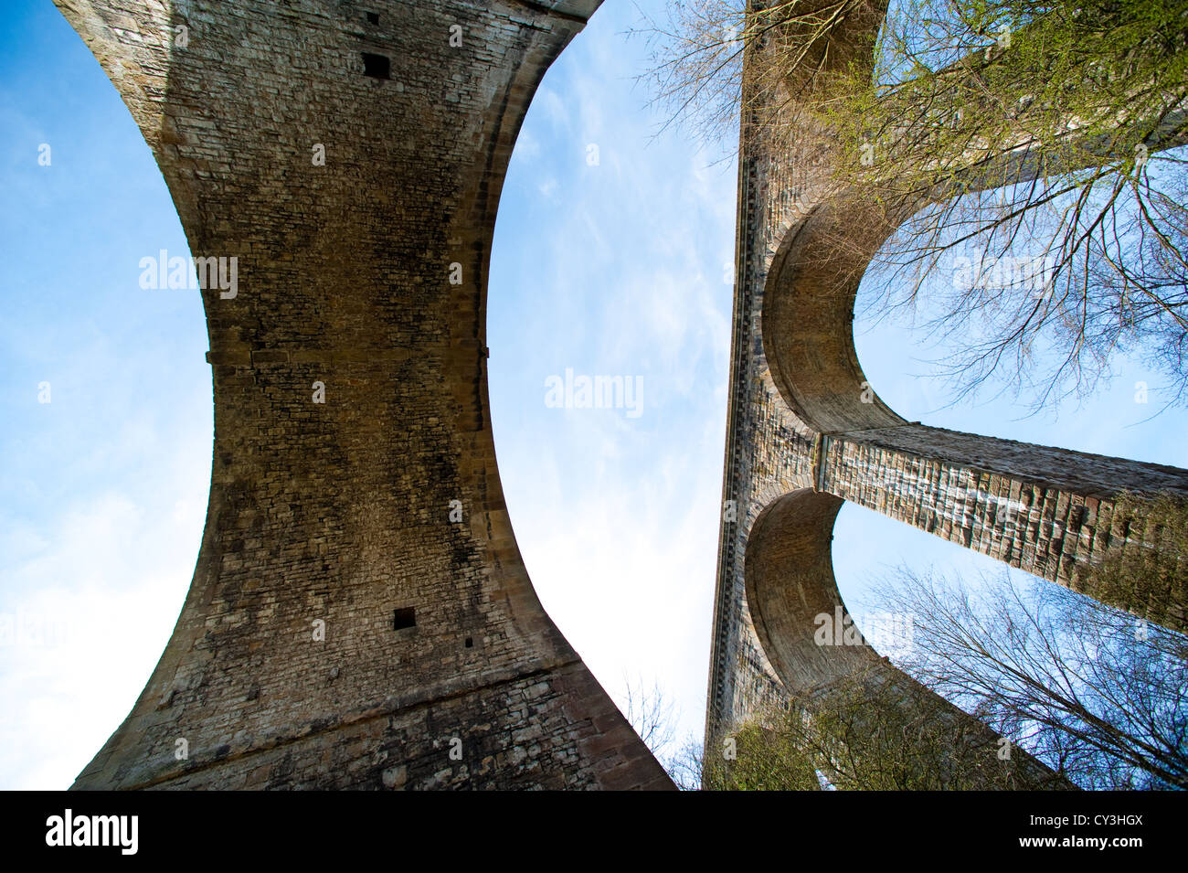 Chirk Aquädukt und Viadukt überquert die Ceiriog Valley, Wales, UK Stockfoto