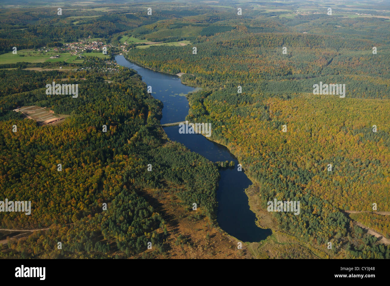 Haspelschiedt See in natürlichen regionalen Park der Nordvogesen, Moselle, Lothringen, Frankreich Stockfoto