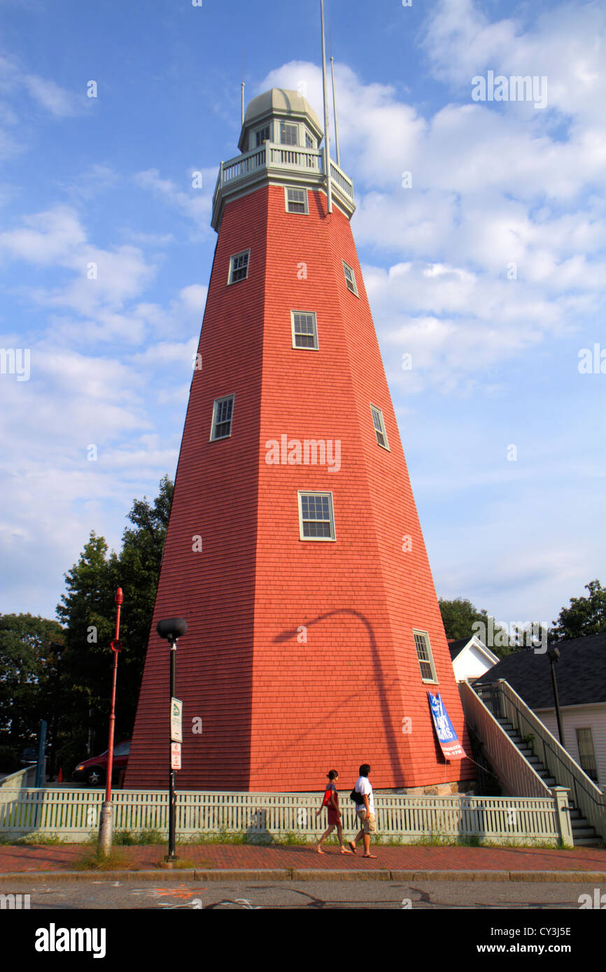 Portland Maine, Congress Street, Portland Observatory, erbaut 1807, letzter überlebender maritimer Signalturm, Gebäude, Leuchtturm, Mann Männer männlich, Frau weiblich wome Stockfoto
