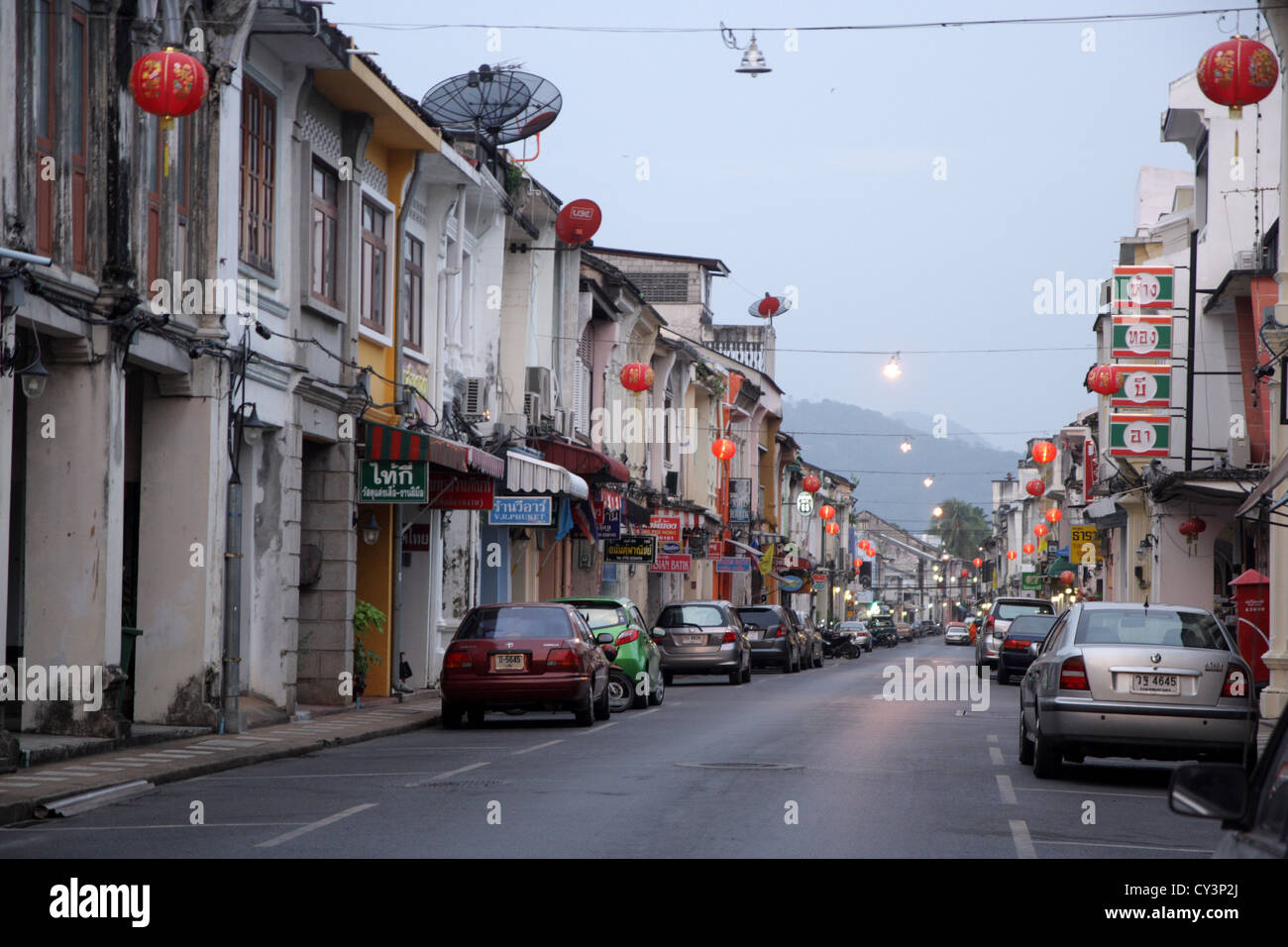 Alte Architektur in der Stadt Phuket, Phuket, Thailand Stockfoto