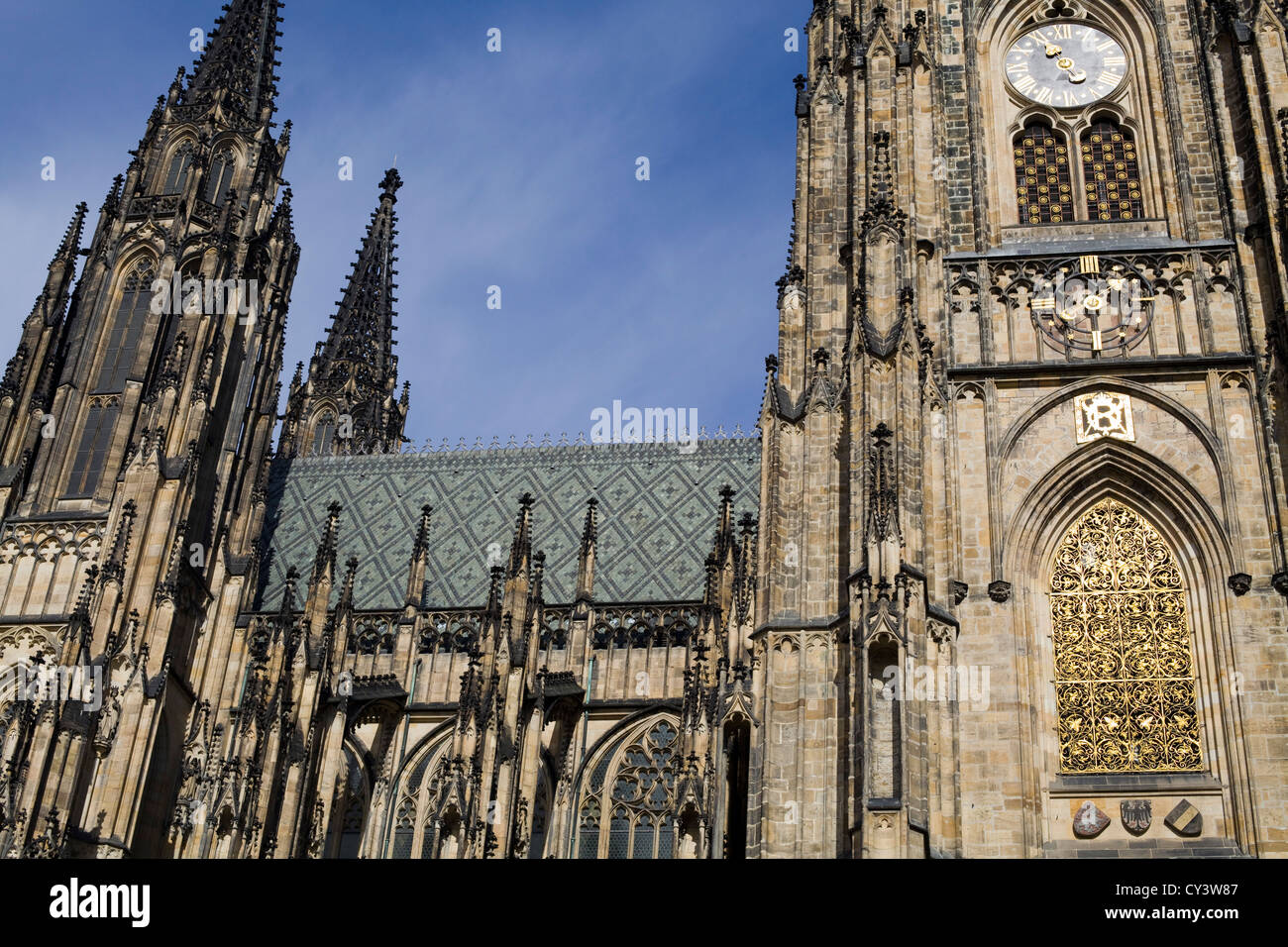 Eine abstrakte Sicht auf die Prager Burg in Prag Tschechische Republik Stockfoto