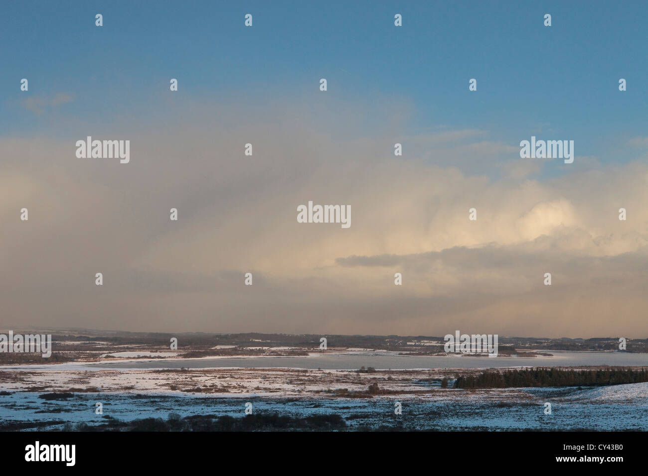 Europa, Frankreich, Bretagne, Finistere (29), Armorica regionaler Naturpark, verschneite Landschaft in Mont Arrée, Yeun Elez See Stockfoto