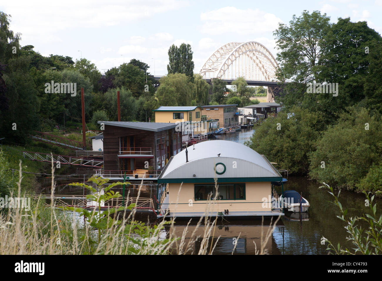 Erholung entlang des Flusses Waal Stockfoto