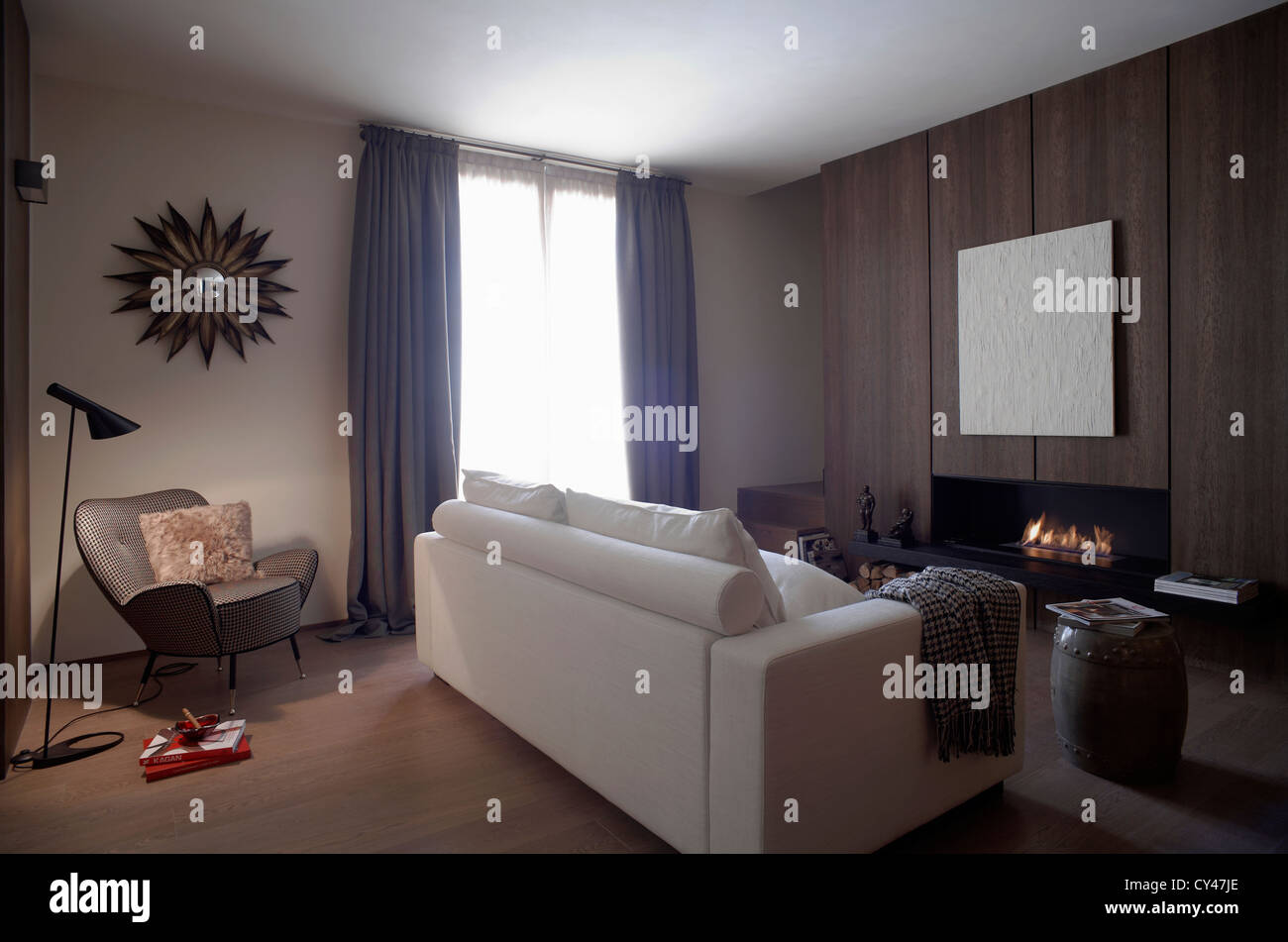 Elegante Wohnzimmer in eine moderne Wohnung in Italien Stockfoto