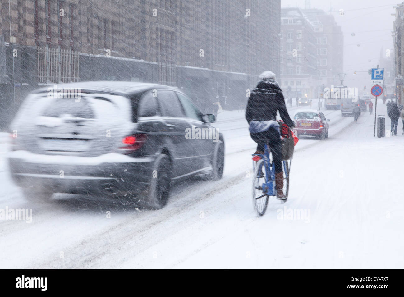 Erster Schnee in Amsterdam im Winter 2012 Stockfoto