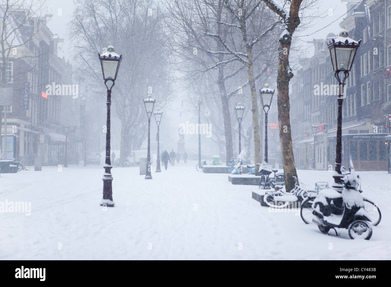 Erster Schnee in Amsterdam im Winter 2012 Stockfoto