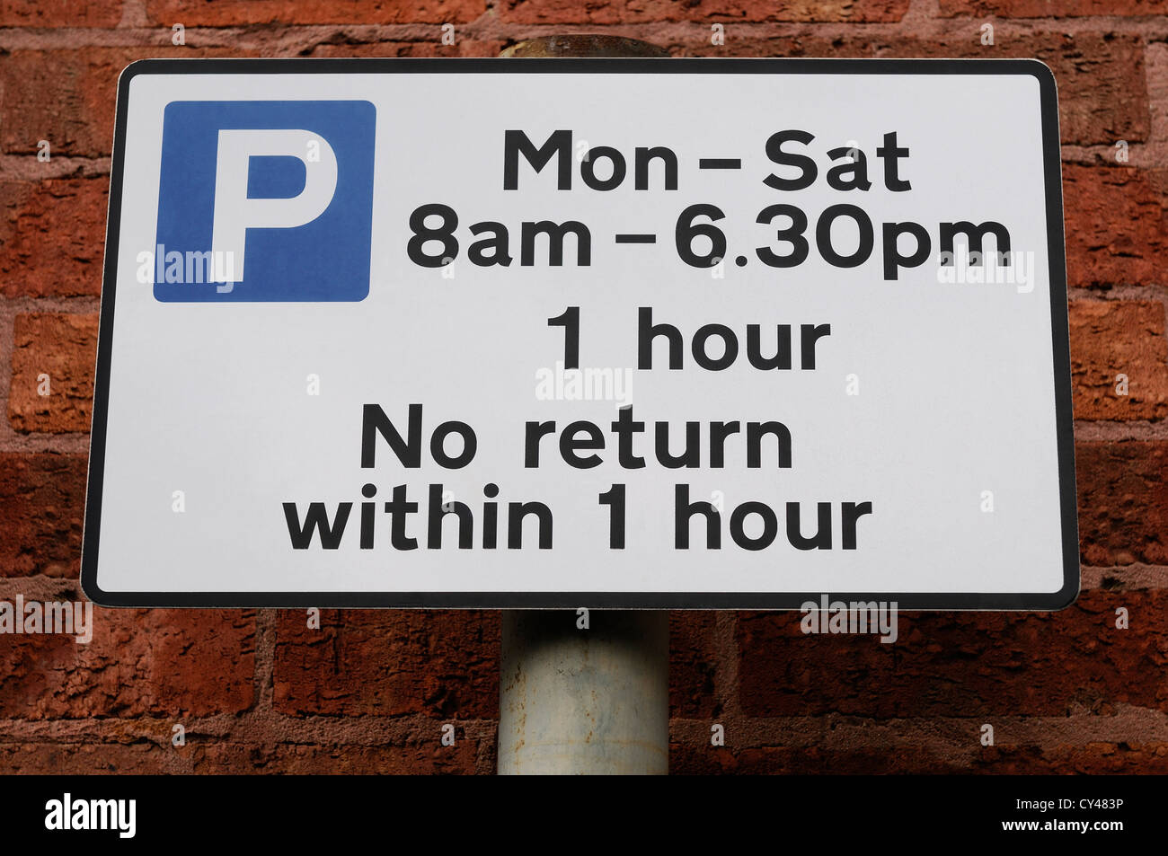 Parkplatz Schild, UK. Stockfoto