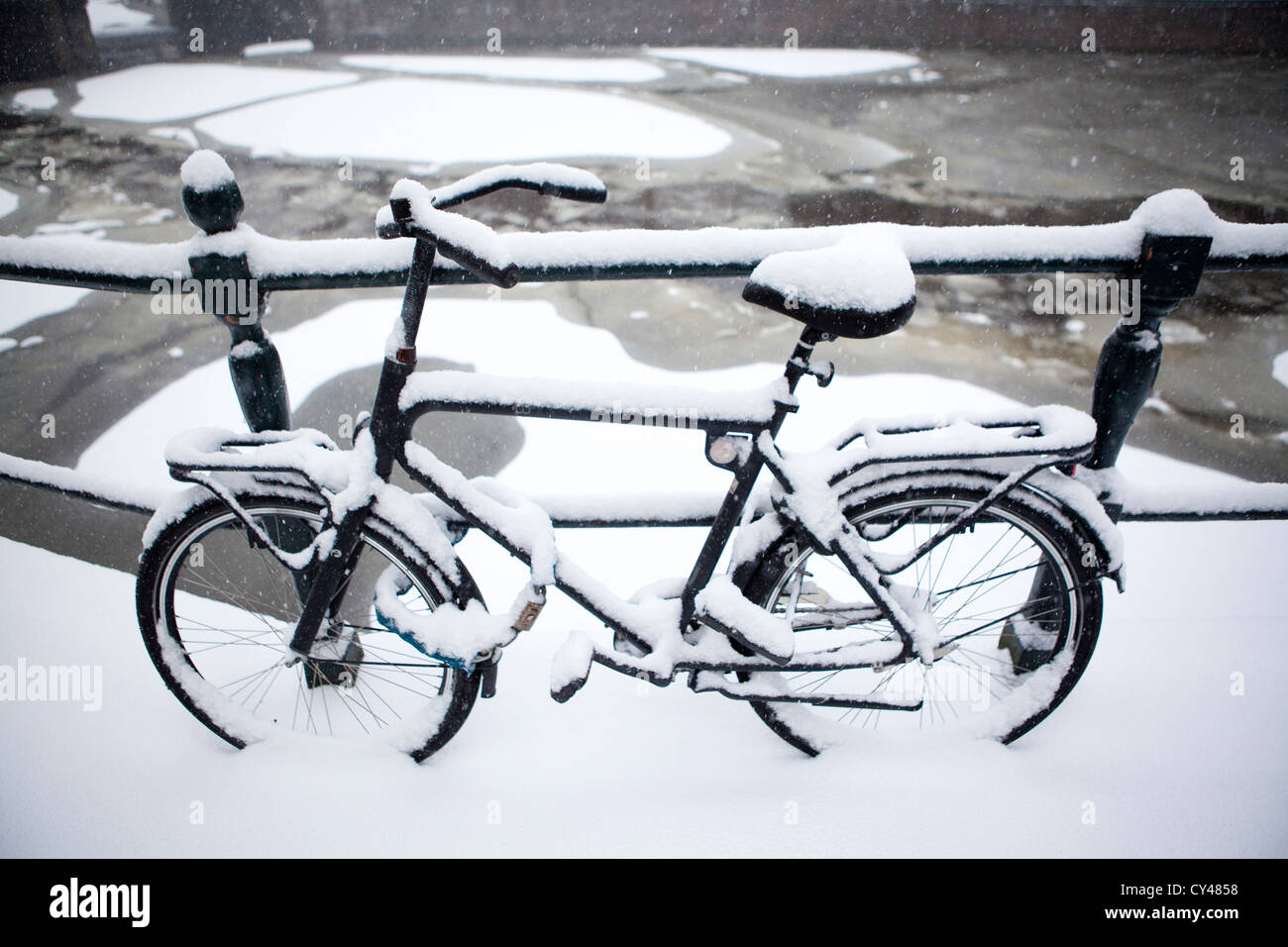 Erster Schnee in Amsterdam im Winter 2012 Stockfoto