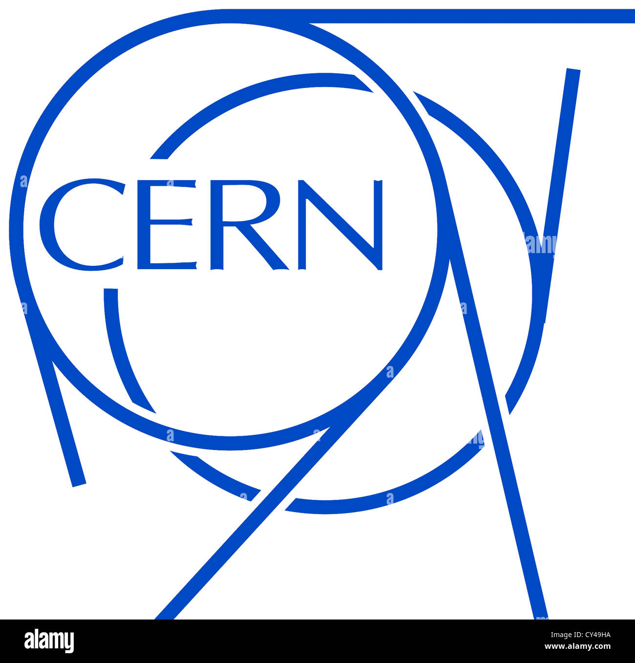 Logo der Europäischen Organisation für Kernforschung CERN mit Sitz in Genf. Stockfoto