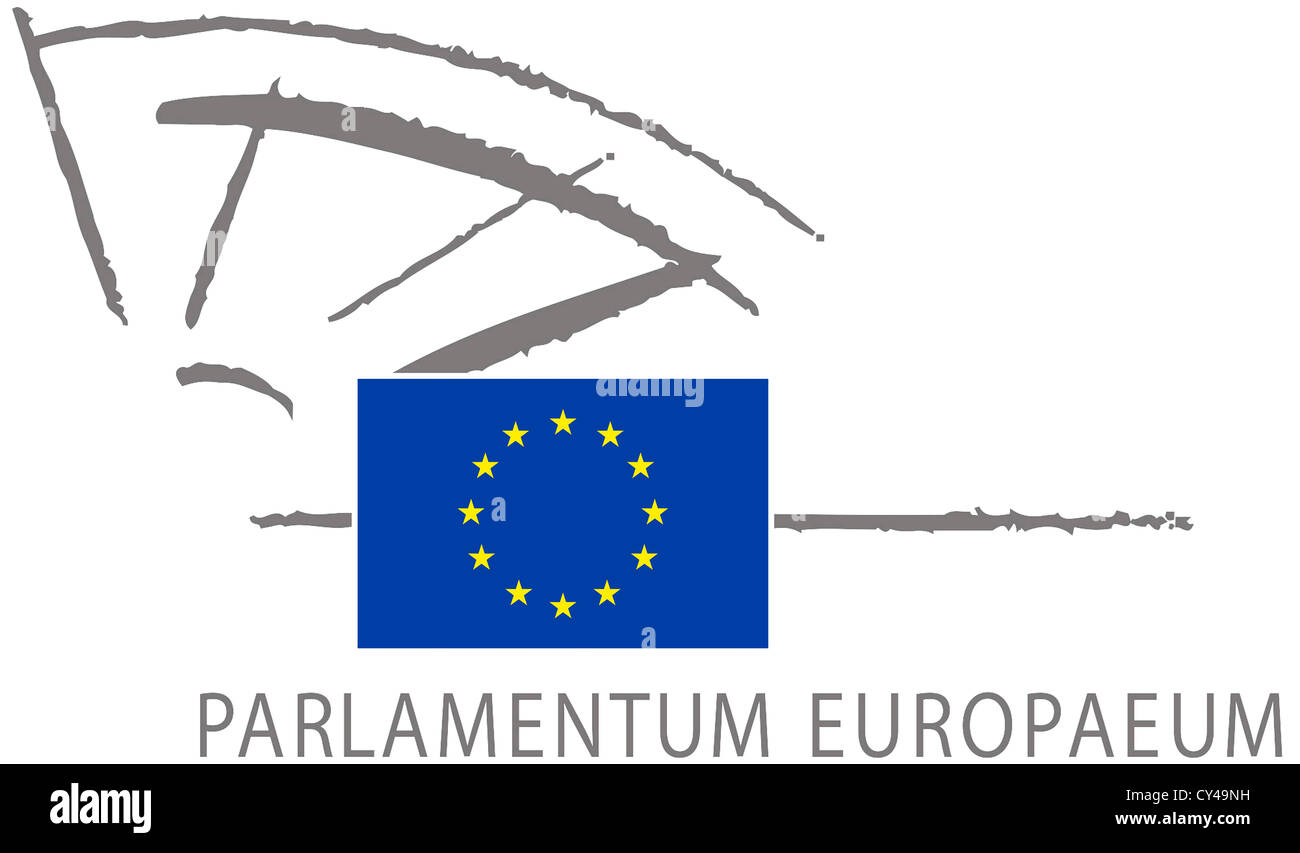 Logo des Europäischen Parlaments seinen Sitz in Straßburg. Stockfoto