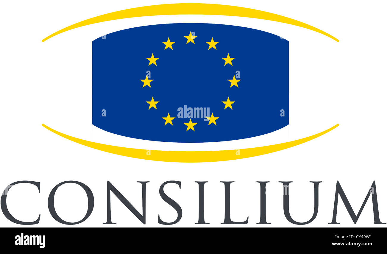 Logo des Rates der Europäischen Union mit Sitz in Brüssel. Stockfoto