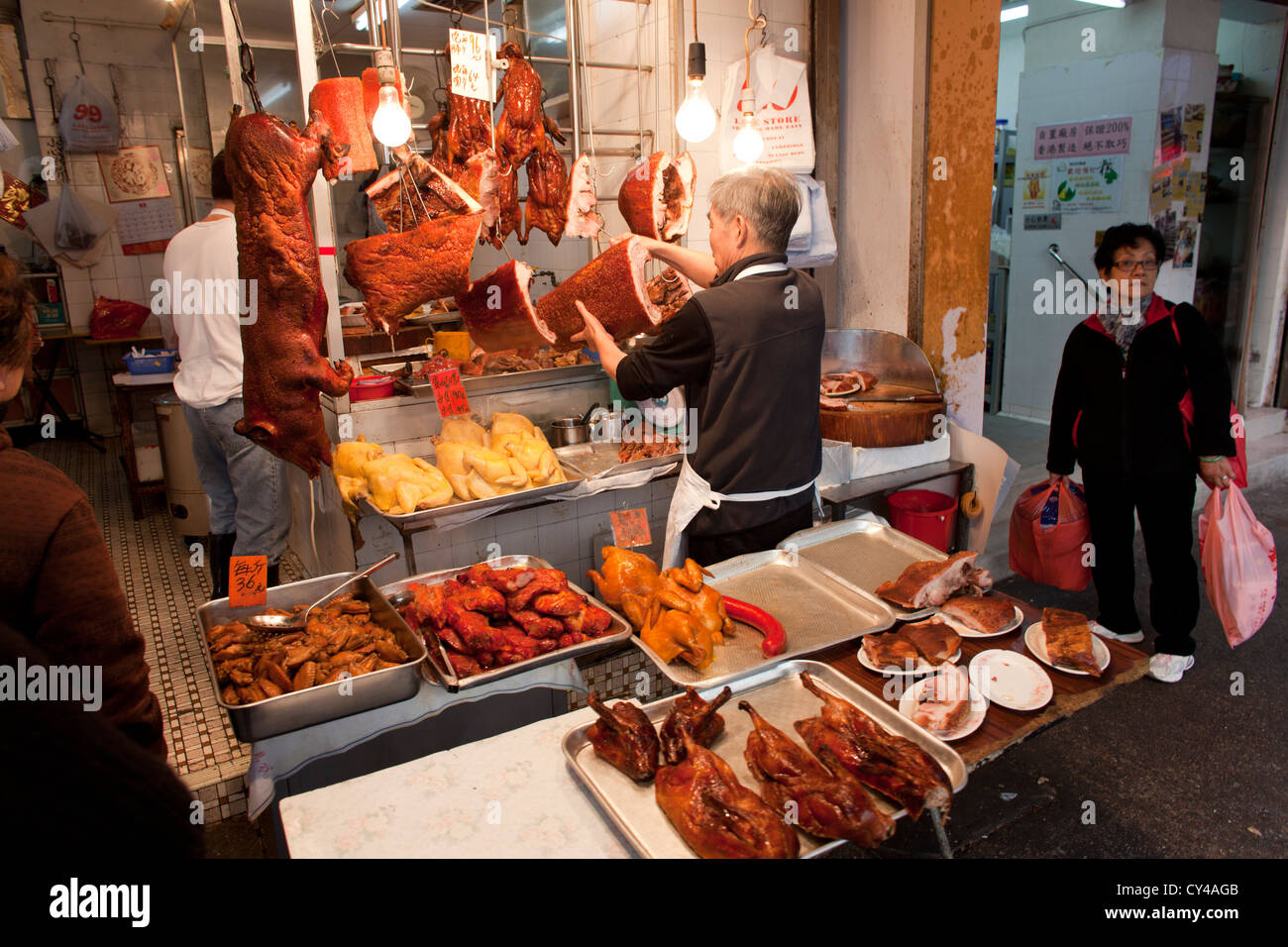 Fleischmarkt in Hongkong, China Stockfoto