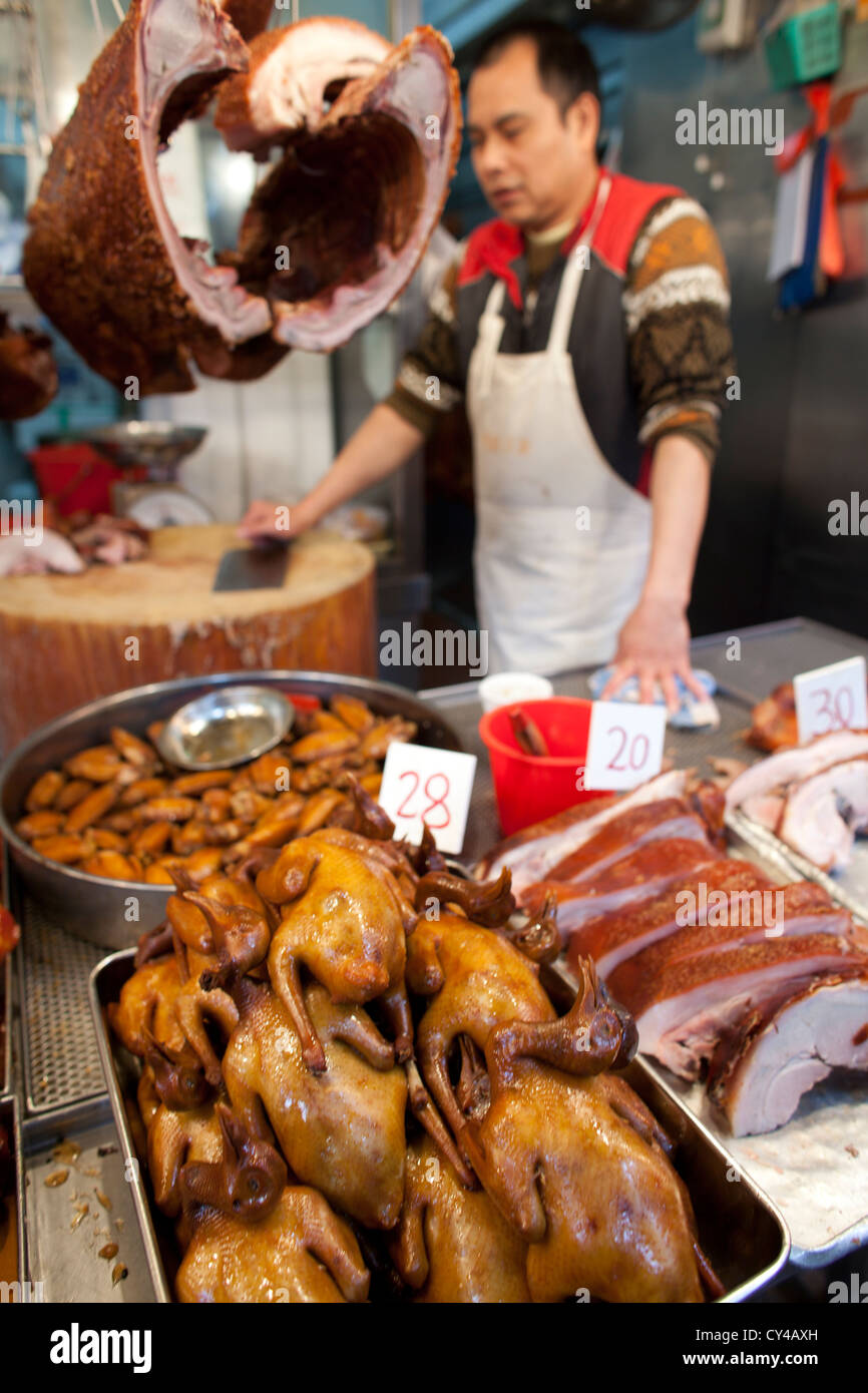 Fleischmarkt in Hongkong, China Stockfoto