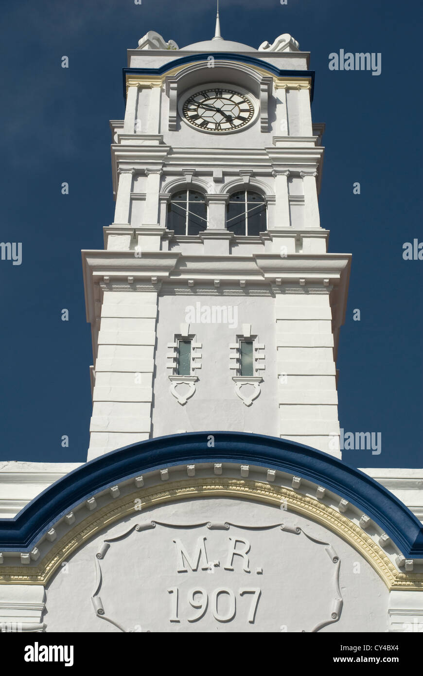 Die malaiische Bahnhofsgebäude ist eines Penangs viele denkmalgeschützte Gebäude. Georgetown, Penang, Malaysia Stockfoto