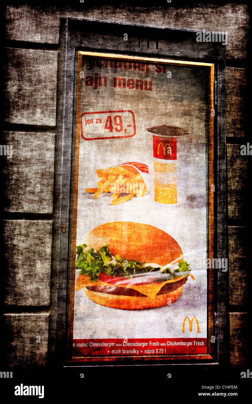 McDonalds-Menü Anzeige in Prag Stockfoto