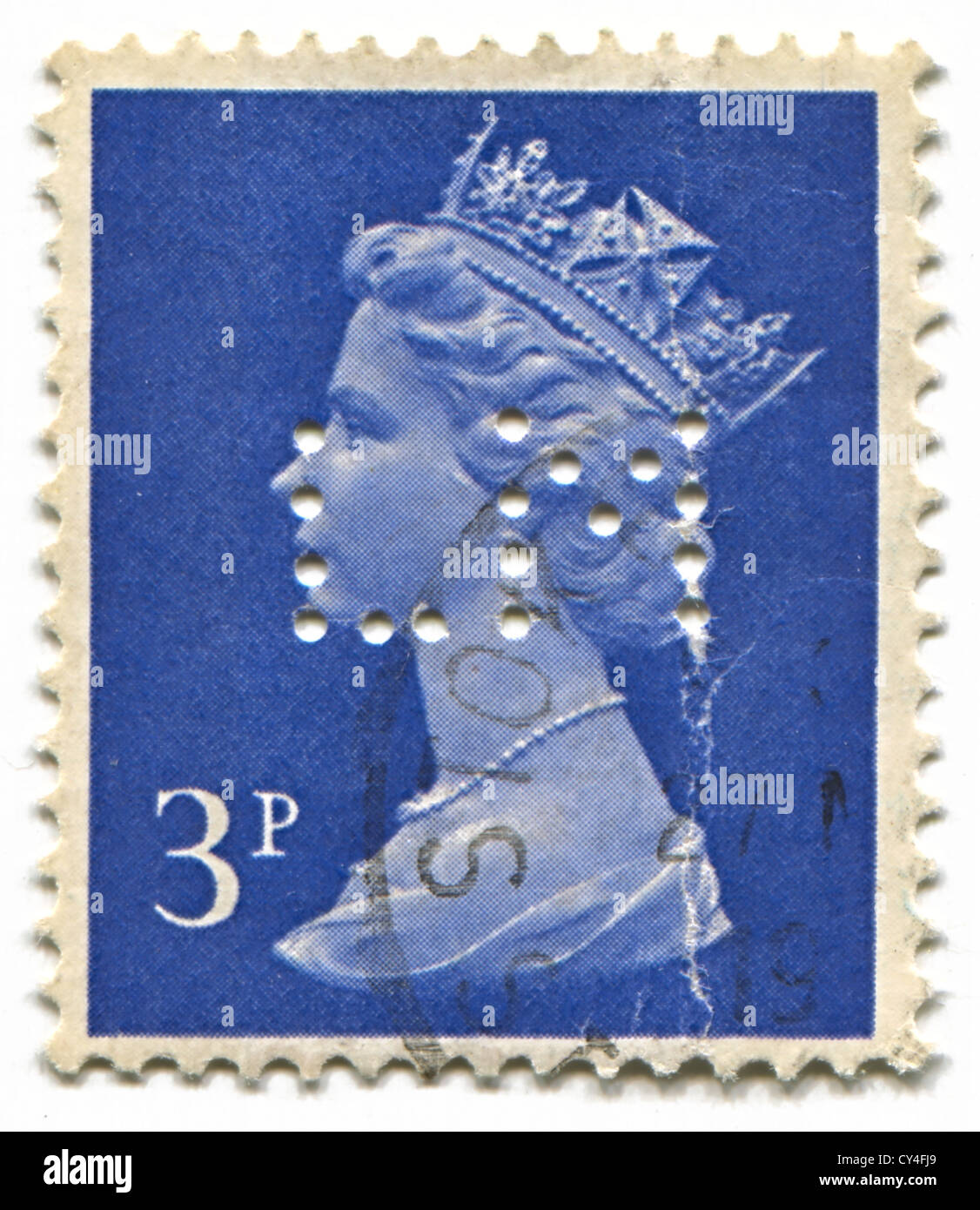 UK-ca. 1960:A Stempel gedruckt in Großbritannien zeigt Bild von Elizabeth II ist der konstitutionellen Monarchen 16 souveräner Staaten. Stockfoto