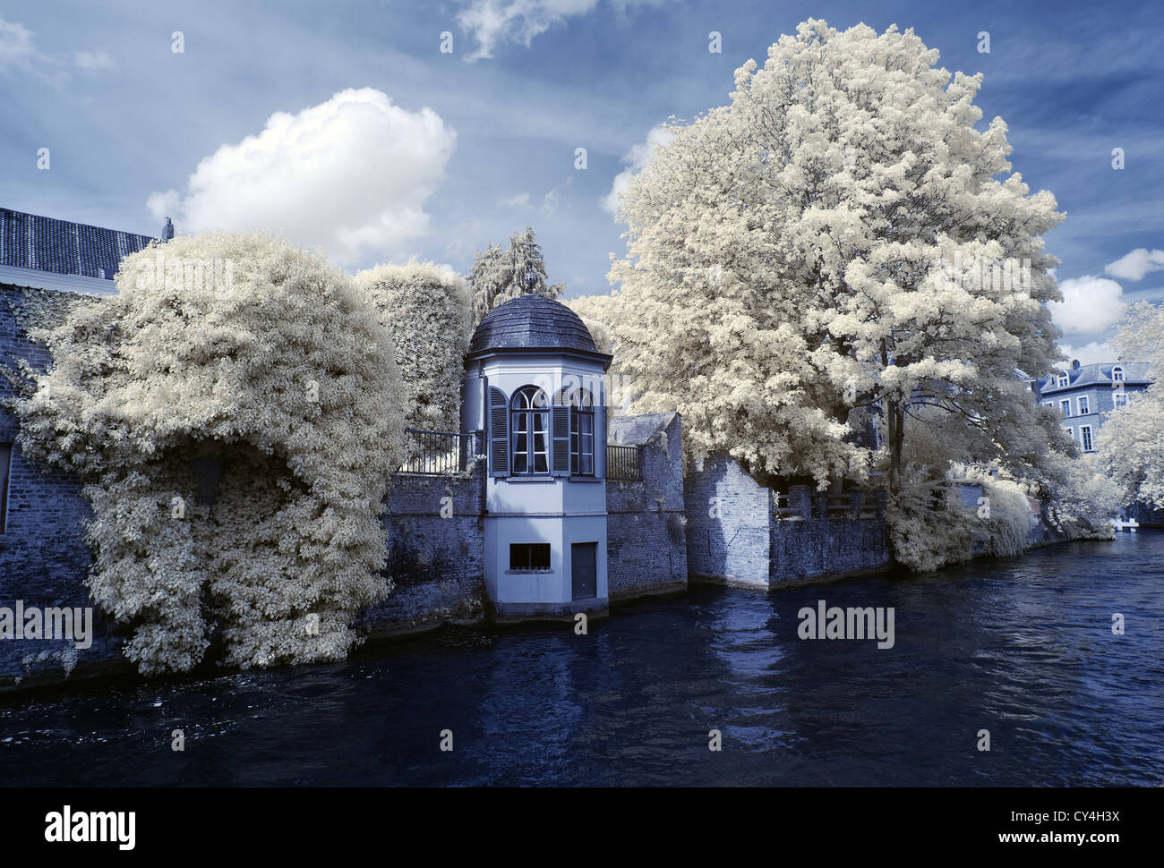 Kanal und Häuser, Brugge Stockfoto
