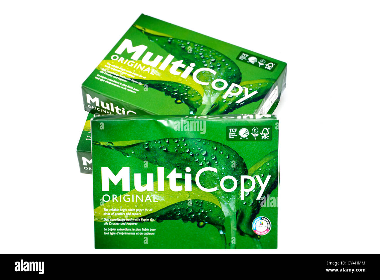 Drei Packungen MultiCopy A4 Kopierpapier weiß Stockfoto