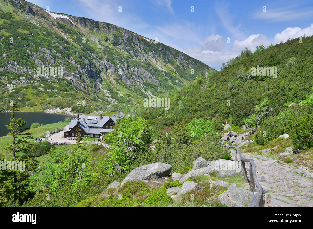 Berghütte, trail Stockfoto