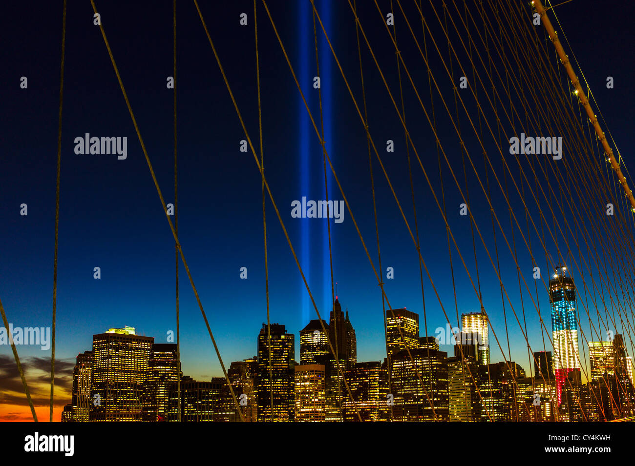 USA, New York, New York City, Manhattan, World Trade Center Memorial Tribute in Light Stockfoto
