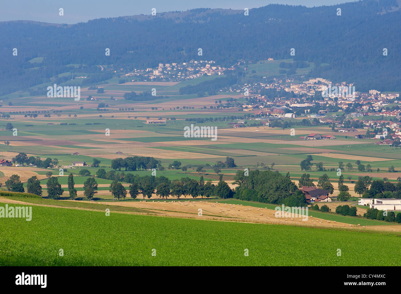 Val-de-Ruz Ackerland Stockfoto
