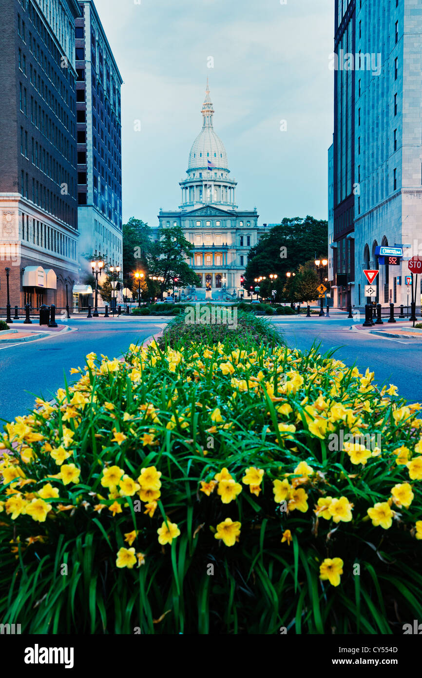 USA, Michigan, Lansing, -State Capitol Building bei Sonnenaufgang Stockfoto