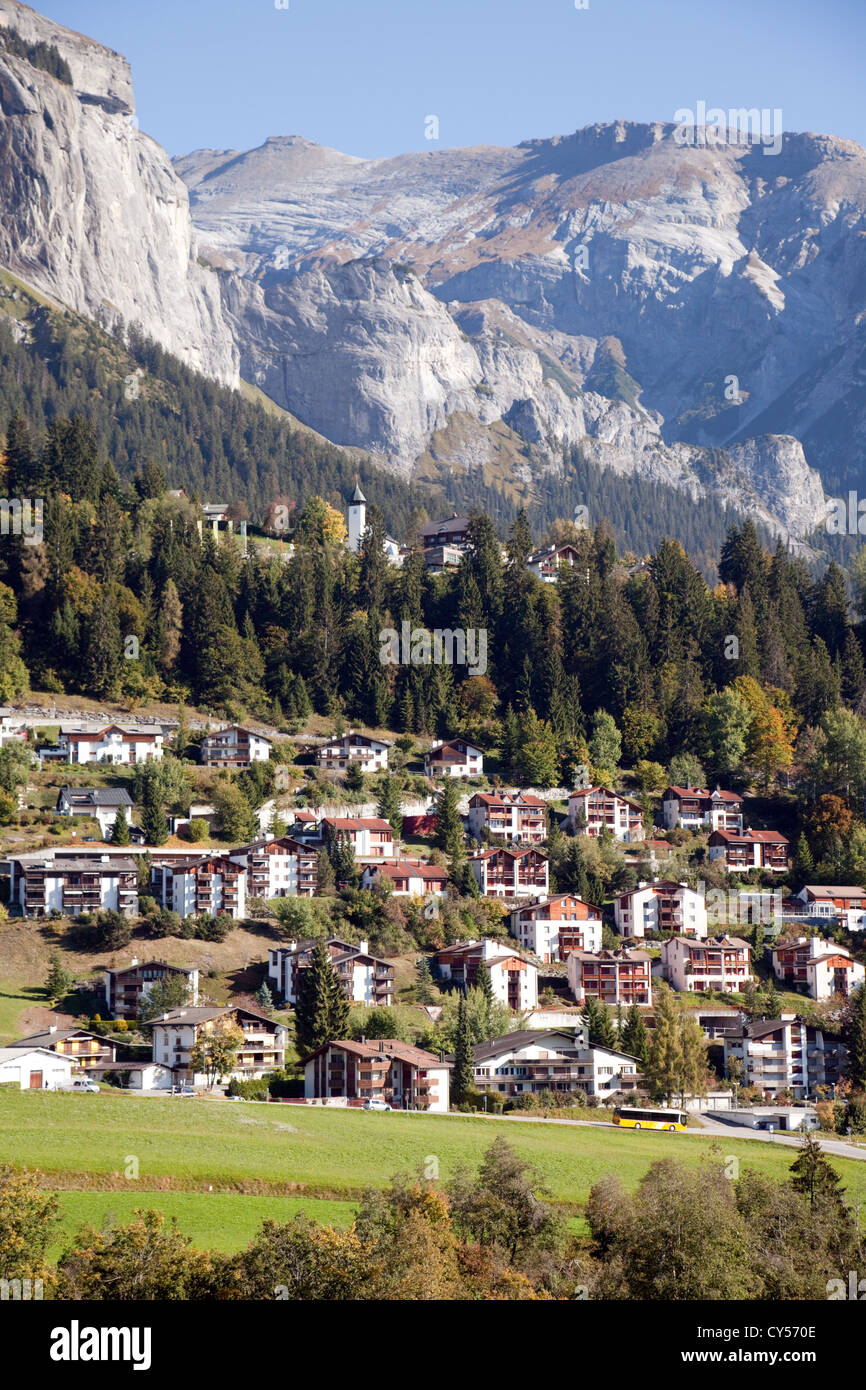Schweizer Alpen Berg Stadt von Flims, Graubünden, Schweiz-Europa Stockfoto