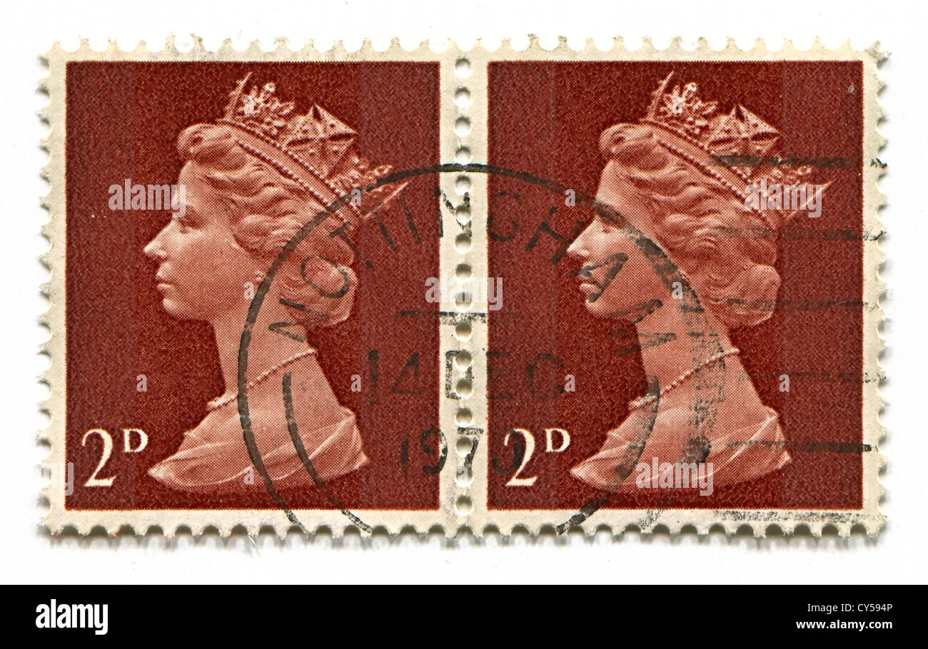 UK-ca. 1960:A Stempel gedruckt in Großbritannien zeigt Bild von Elizabeth II ist der konstitutionellen Monarchen 16 souveräner Staaten. Stockfoto