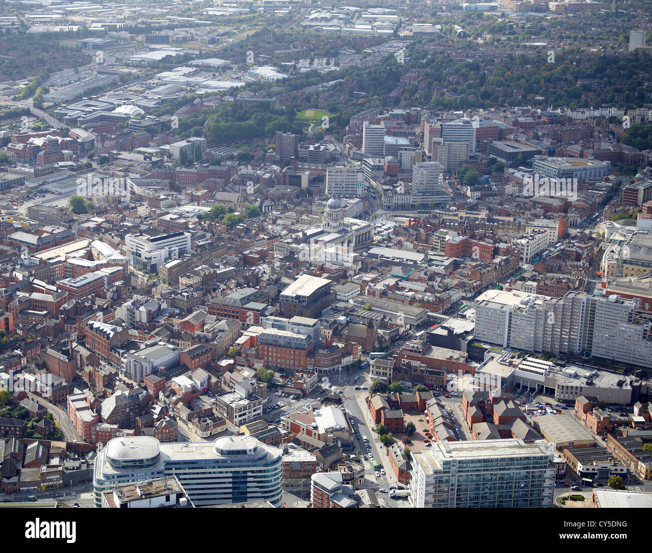 Luftaufnahme von Nottingham Stadtzentrum, East Midlands, England, UK Stockfoto