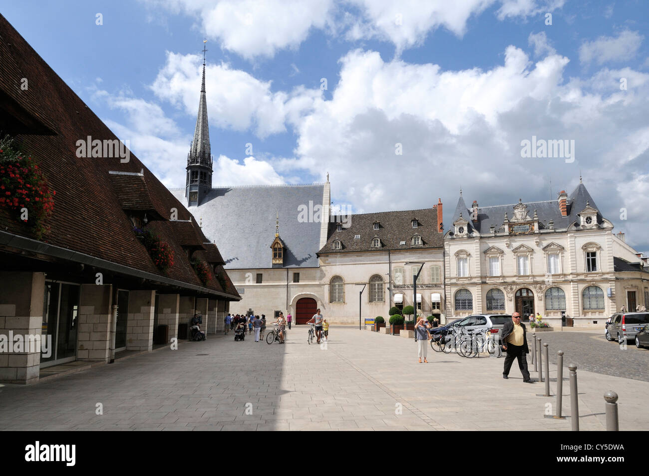Platz und Hospices de Beaune Hotel Dieu in Beaune.Beaune. Burgund. Cote d ' or. Frankreich Stockfoto
